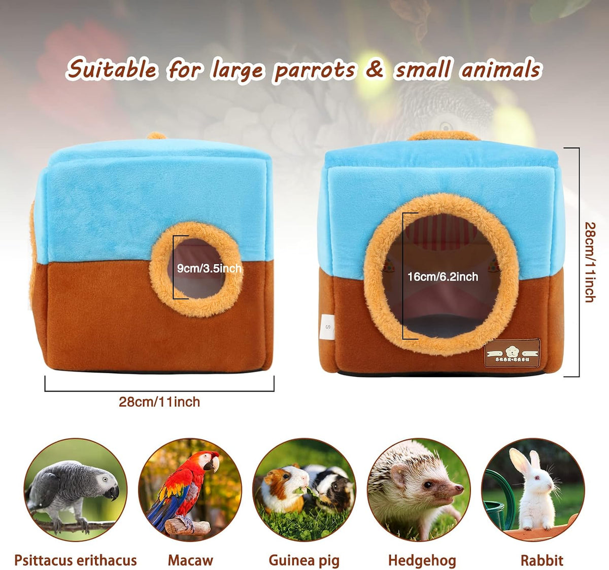 Parrot House Bird Nest, Hanging Bird Bed Snuggle Hut - Blue - image 2