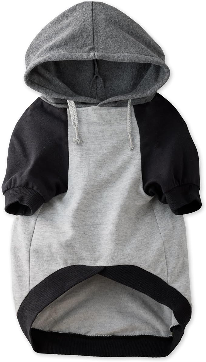 Rocky – The Orginal Lightweight Hooded TEE 100% Organic Cotton Dog Hoodie Pet Coat Sweater for Small, Medium, Large Dogs, Heather Gray Color Block, Small