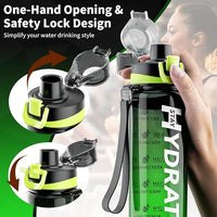 Water Bottle, 32 oz Motivational Water Bottles with Time Marker-Tritan & BPA Free, Sports Water Bottle with Time to Drink & Strap, Wide Mouth, Leakproof -Gift for Christmas Gym Fitness & Outdoor
