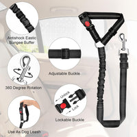 2 Pack Dog Seat Belt for Car, Headrest Restraint Safety Leads – Essentials for Dogs - Black / Elastic - image 4