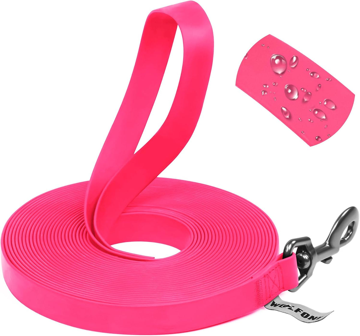 Wolfone Waterproof Dog Leash 10FT Long Line Training Leash for Dogs – Essentials for Dogs - 20ft x 0.75 IN / Pink