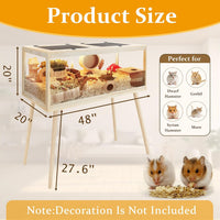PROLEE Small Animal Cage, Hamster Cage Wooden Roof - 48.0"L x 20.0"W x 47.5"H / Metal Mesh Roof - image 3