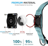 Upgraded AirTag Dog Collar, IP68 Waterproof Air Tag Dog Collar Holder, Reflective, Ultra-Durable, Comfortable Padded, Heavy Duty Dog Collars for Small Medium Large Dogs (L (14.8"-20.3"), LightBlue)
