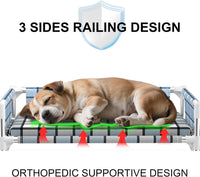 Elevated Dog Bed with with Guardrail - Cushion-(M-) - image 2