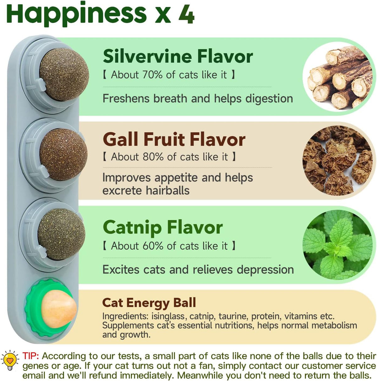 Potaroma 4 Catnip Silvervine Ball Toys, Extra Cat Energy Ball – Essentials for Cats - image 2