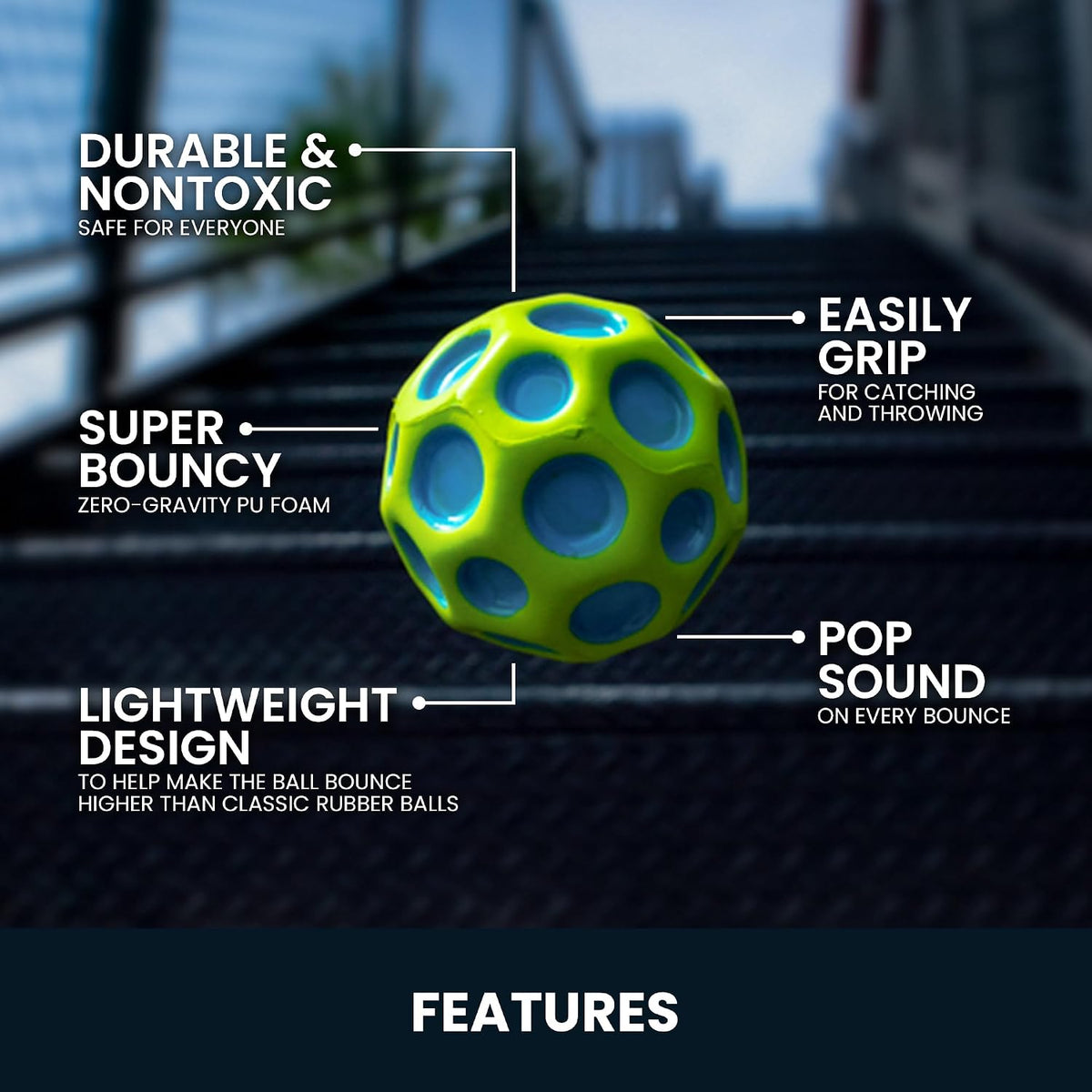 Waboba Moon Ball Gradient, Hyper Bouncy – Fun for Kids & Family - Rainbow - image 4