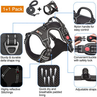 tobeDRI No Pull Dog Harness Adjustable Reflective Oxford Easy Control - Black / Large - image 3