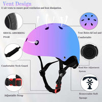 FOOKCIAN Kids Helmet,Toddler Skateboard Helmets for Ages 2-3-5-8-14 Years Boys Girls with Knee - PinkPurpleBlue / Small: 18.9"-21.3" / 3-8 year - image 4