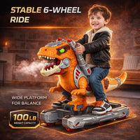 Liberty Imports T-Rex dinosaur ride on push car with LED eyes and mist spray - view 7