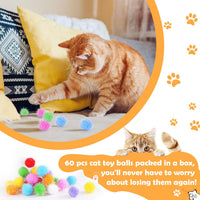 DF DUALFERV 60 Pcs Cat Pom Pom Balls, Interactive Cat Toys - 60 - image 4