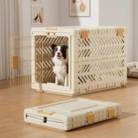 Collapsible Dog Crate for Small/Medium Dogs - Beige / 36.4"L x 22.8"W x 25.8"H