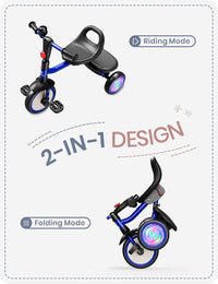 besrey Toddler Tricycle with Bell - Blue Flash Wheel - image 4