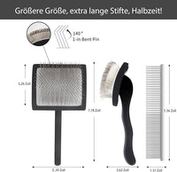 Dog Slicker Brush for Shedding and Grooming Medium or Long Haired Cats, Extra Long & Soft Pin Slicker Brush for Removes Loose Hair, Tangles, Knots, Undercoat, Free Pet Comb, Large Black