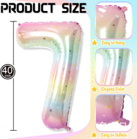 40'' Purple K-pop Number 5 Balloon for Girl 5th Birthday Party - Stars Rainbow / Number 7 - XXL - image 2