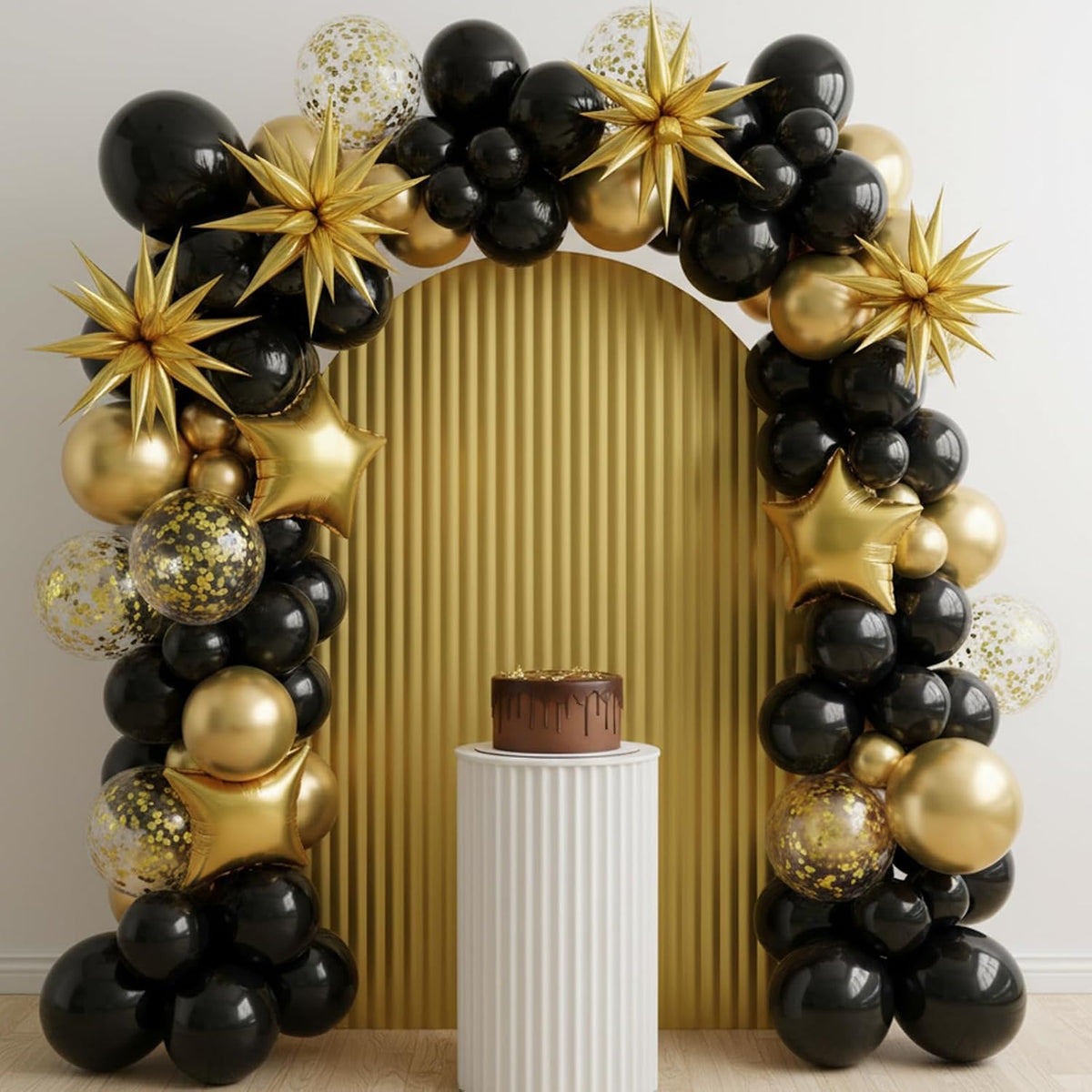 RUBFAC Gold Balloons Different Sizes Chrome Gold Balloon Arch Kit - Black Gold - image 4