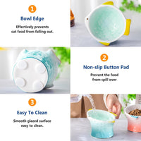 2 Pcs Elevated Cat Bowls, Raised Ceramic Food Bowls, Blue, Green – Essentials for Cats - Green, Pink - image 4