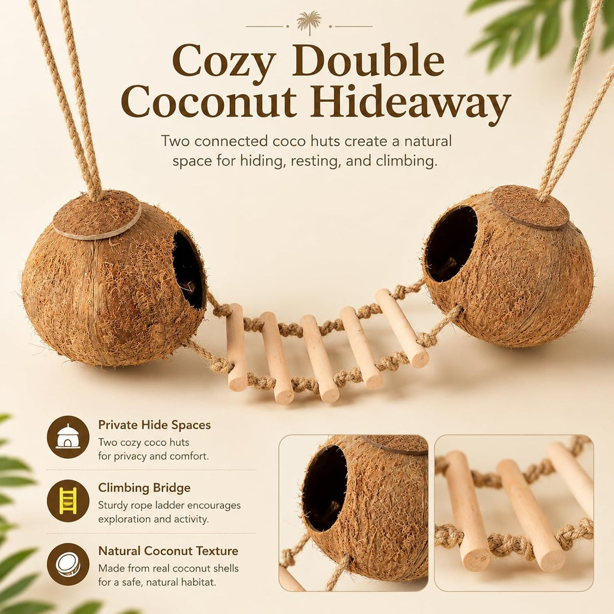 RUNANIA Crested Gecko Tank Accessories，Reptile Vines Plants - Large - image 3