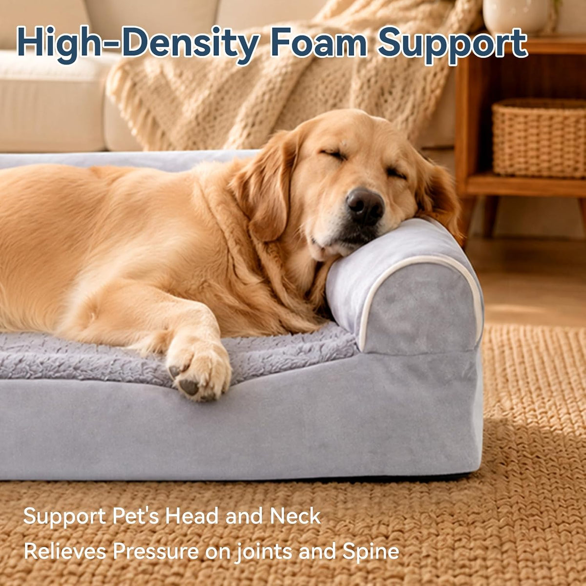 WESTERN HOME Orthopedic Dog Bed Washable Couch for Large Senior Dog - Grey / 42" x 30" x 7.5" - image 2
