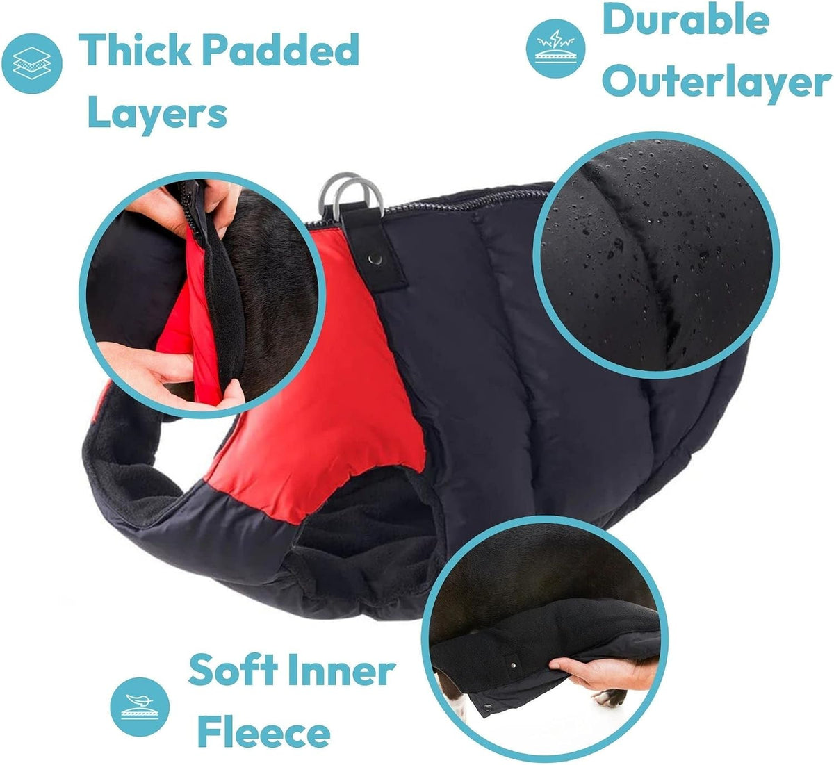 Gooby Padded Vest Dog Jacket, Solid Turquoise - X-Large / Green - image 2
