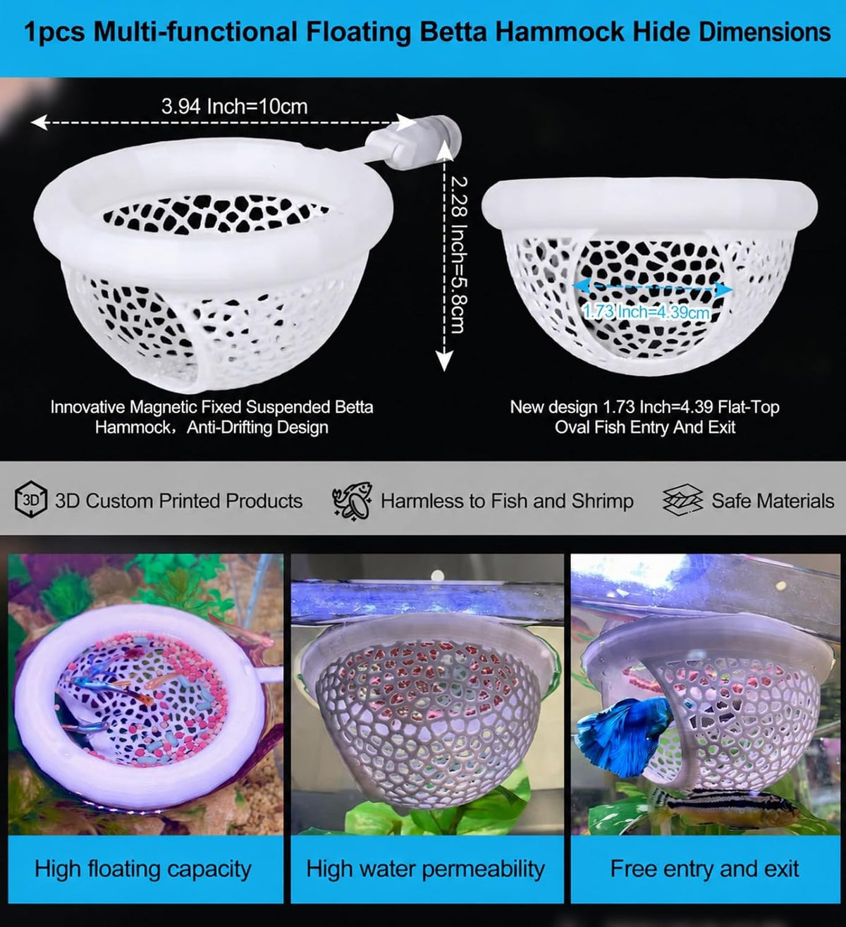 2pcs Wood Fish Feeding Ring for Aquarium，Floating Betta Hammock - Solid White / 1pcs big magnetic version - image 2