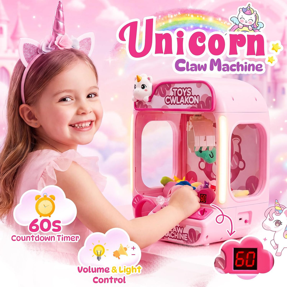 CWLAKON Claw Machine for Kids Boys Dinosaur Toys - Blush - image 2