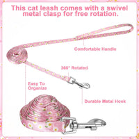 2 Pack Cat Harness and Leash with Collar Set - Floral Pink Green - image 4
