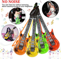QIQU inflatable guitars with rope straps in red, pink, orange, yellow, green, blue and purple - view 2