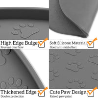 Dog Food Mat Spill-Proof Silicone Dog Bowl Mat Raised Edge Pet - Grey / 19"L x 12"W - image 4