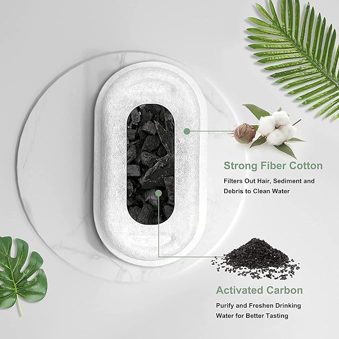 Cat Water Fountain Filters, Compatible with Stainless Steel Pet Fountain 12 Filters with 12 Sponges Replacement Filters