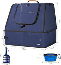 Portable Cat Travel Litter Box with Lid and 10 Pcs Disposable Liner - NAVY XL - image 2