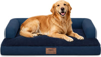 Orthopedic Washable Dog Bed with Bolster for Medium to Large Dogs – Essentials for Dogs - 36.0"L x 27.0"W x 7.0"Th / Navy Blue