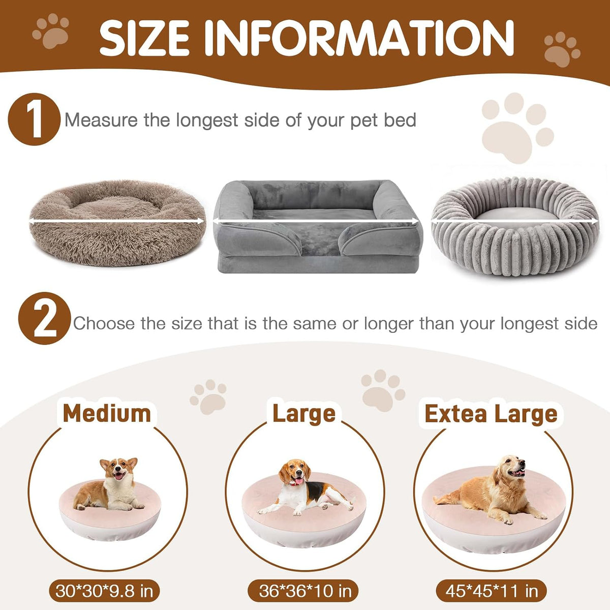 Dog Bed Covers Replacement Washable for Round & Donut Dog Bed 100% - Beige-30" x 30" x 9.8" - image 3