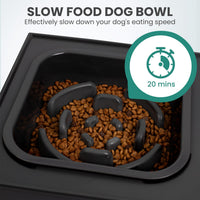 Elevated Dog Bowls with 2 Stainless Steel Dog Food Bowls - Black / Square Slow Feeder - image 4