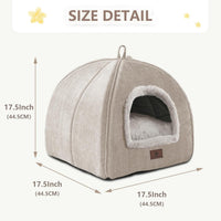 Cat Bed for Indoor Cats - Cat Cave Beds Cat House Cat Tent with Removable Washable Cushioned - Beige-1 / L(17.5 x 17.5 x 17.5 Inch) - image 4