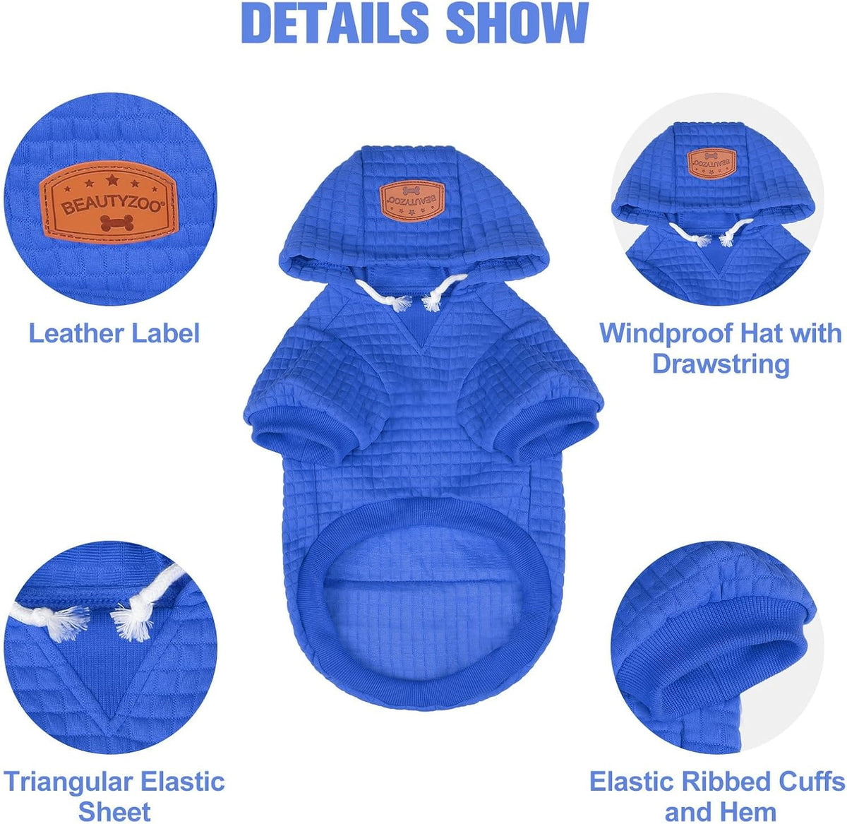 Small Dog Hoodie,Warm Winter Dog Sweater with Pocket & Leash Hole – Essentials for Dogs - Blue / M/L (Back: 18",Chest: 25", Neck: 15") - image 4