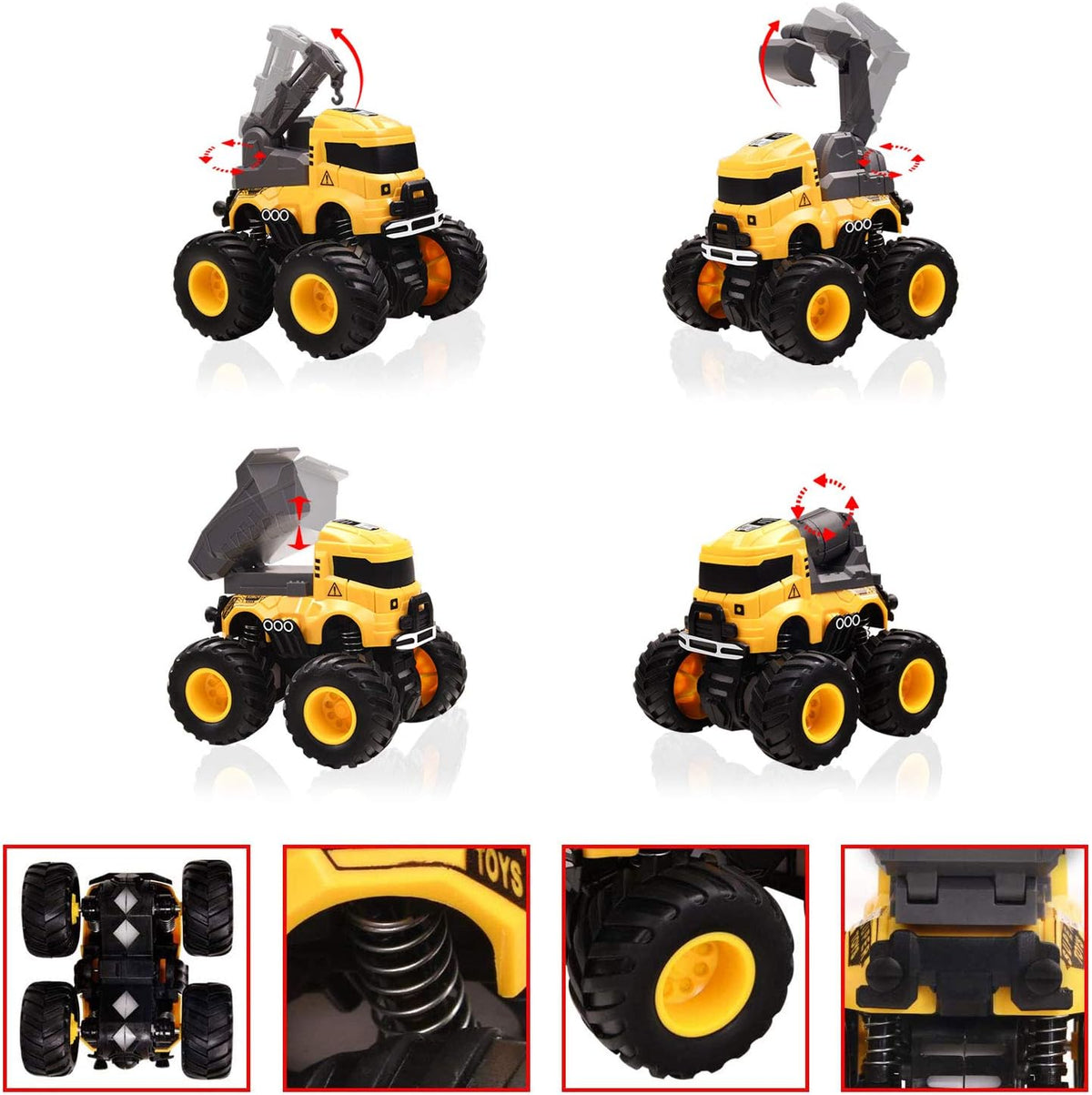 Construction Toys, Mixer Excavator Crane Dump Truck Toy for Boys Age 4-7 – Fun for Kids & Family - Yellow, Black, Grey - image 2