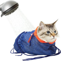 Cat Bathing Bag Anti Scratch Grooming Shower Washing Bag for Nail - Blue-Orange