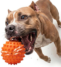 3.5''Durable Squeaky Dog Ball for 25-80lbs Aggressive Chewers – Essentials for Dogs - 1 PC-Peanut Butter-Orange