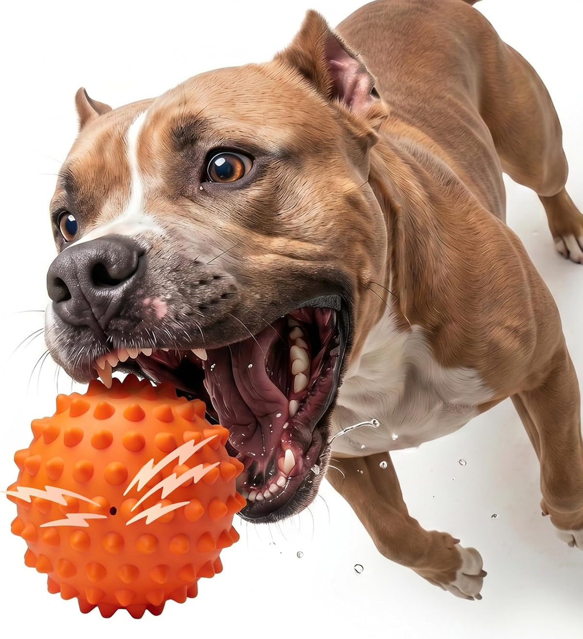 3.5''Durable Squeaky Dog Ball for 25-80lbs Aggressive Chewers – Essentials for Dogs - 1 PC-Peanut Butter-Orange