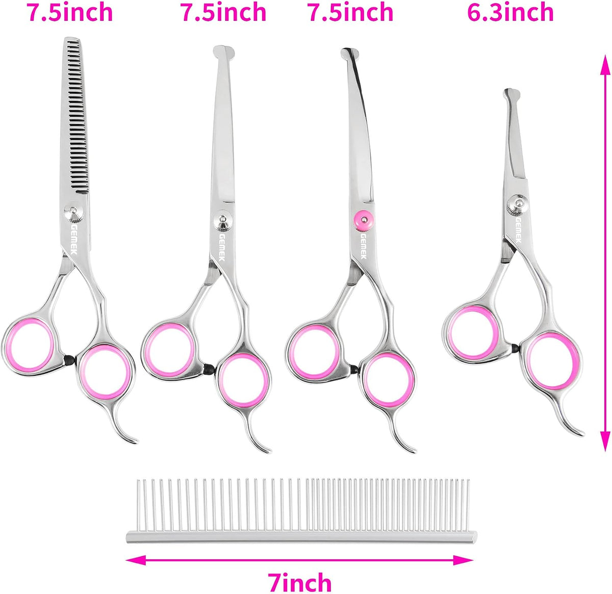 Dog Grooming Scissors with Safety Round Tips Stainless Steel – Essentials for Dogs - Pink - image 3