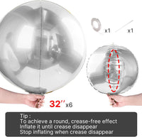 PartyWoo Metallic Silver Foil Balloons 20pcs Large Round Giant 4D - Silver / 6 PCS-32 INCH - image 4