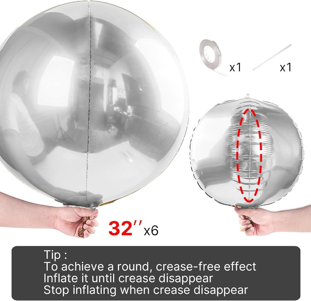 PartyWoo Metallic Silver Foil Balloons 20pcs Large Round Giant 4D - Silver / 6 PCS-32 INCH - image 4