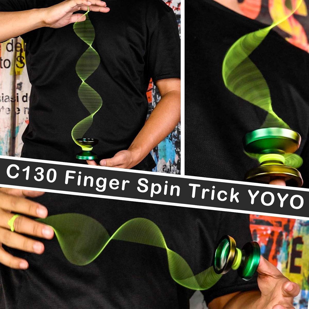 C130 YoYo Professional Responsive Yo yo Bearing for Kids Beginner - Black Green Yellow - image 2