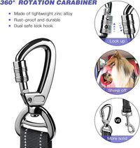 AUBELL Dog Seat Belt for Car,2 Pack Set 3-in-1 Adjustable Reflective Bungee Heavy Duty Dog Car Harness Tether with Clip Hook Latch & Buckle,Swivel Zinc Alloy Carabiner,Black+Black