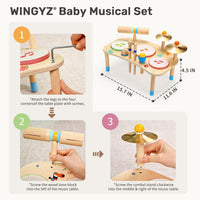 Wingyz Kids Drum Set, 11-in-1 Wooden Musical Instruments for Toddlers – Fun for Kids & Family - image 2