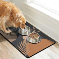 Dog Food Mats for Floors, Absorbent Dog Bowl Mat for Food and Water Dispenser Mat, Quick Dry Cat - Boho Black / M(16"×24") - image 2