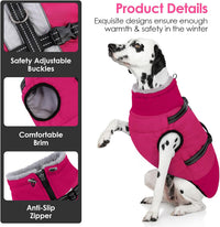 Large Dog Coat Waterproof Dog Winter Jacket with Harness TurquoiseL – Essentials for Dogs - RoseRed / XXX-Large - image 4