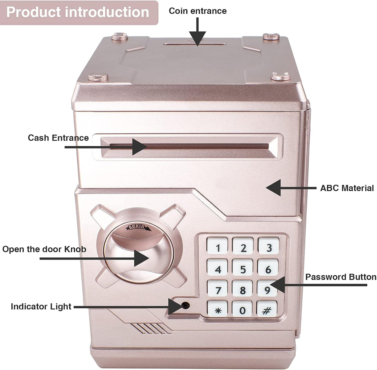 HUSAN rose gold electronic ATM piggy bank for kids with password keypad - view 27