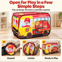 Cecailin fire truck pop up play tent for kids with roll-up door in red - view 16