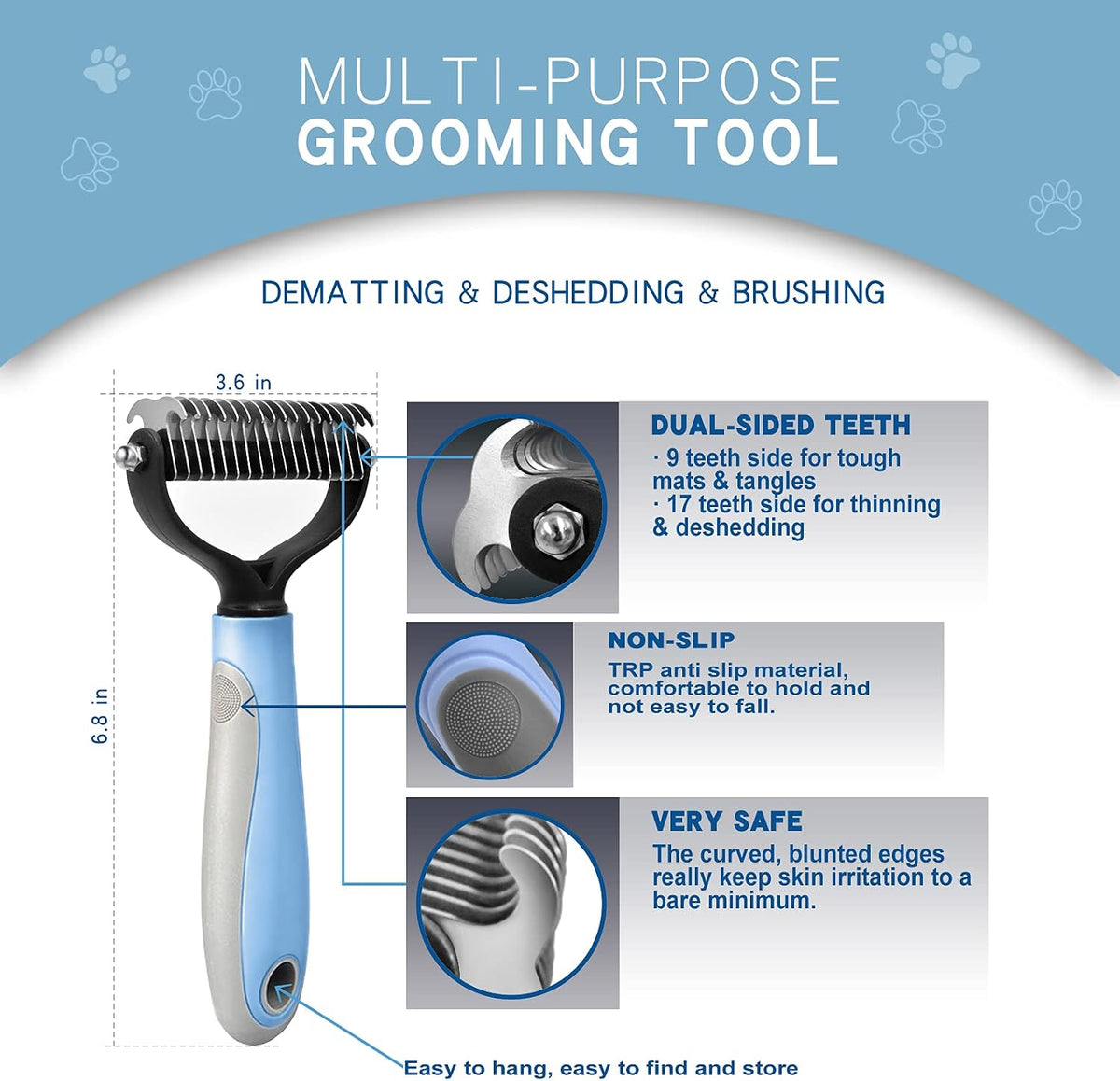 Deshedding Dog Brush, Undercoat Rake for Cats & Dogs - Blue(Rake + Glove) - image 2